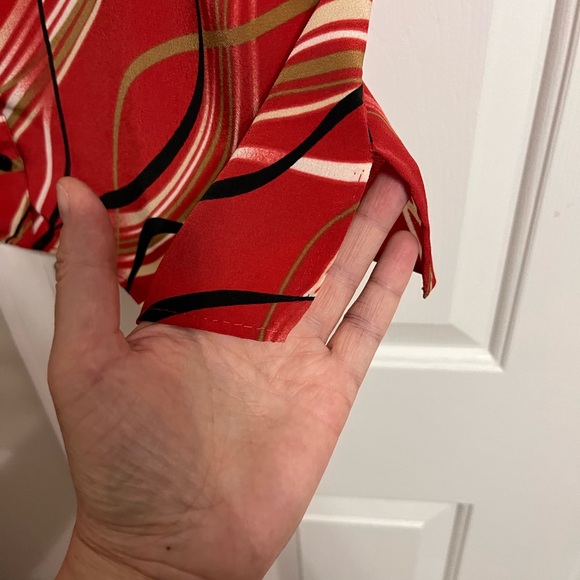 EUC Red Button down shirt with waves print - Picture 8 of 8